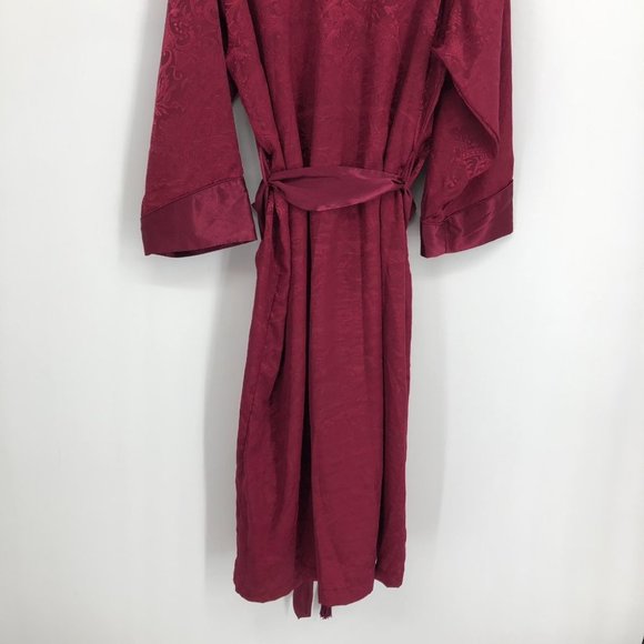 Vintage Victoria's Secret Gold Label Burgundy Satin Paisley Bath Robe size SP - Picture 6 of 14